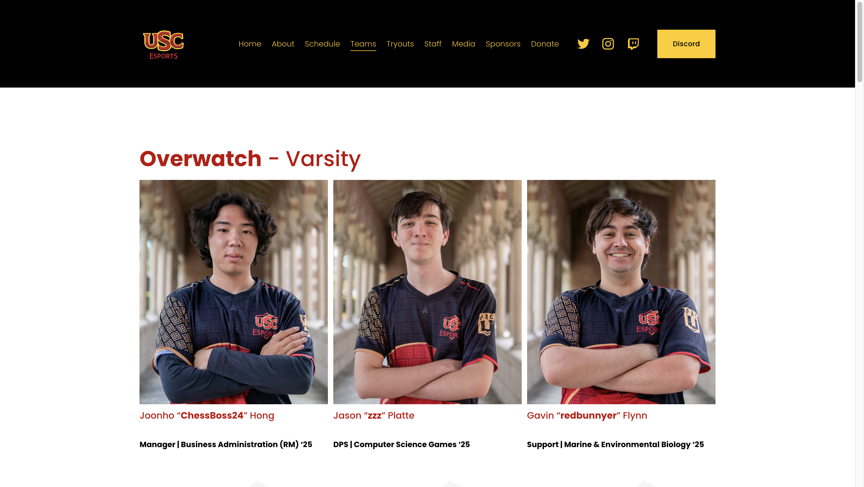 usc esports ow team page